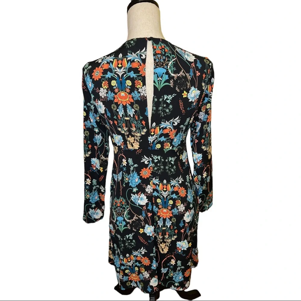 Zara Woman Fall Floral Print Long Sleeve Shift Dress Women’s Size Small - Picture 3 of 8